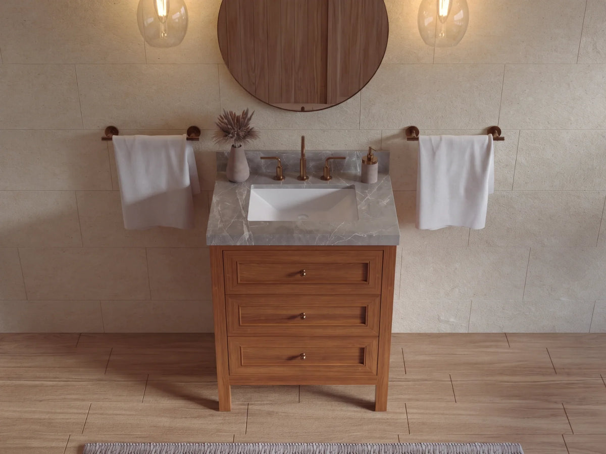 Nashville Teak Wood 30 in. W x 22 in. D Single Sink Bathroom Vanity