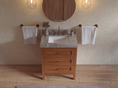 Nashville Teak Wood 30 in. W x 22 in. D Single Sink Bathroom Vanity