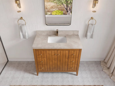 Atlanta Teak Wood 42 in. W x 22 in. D Single Sink Bathroom Vanity