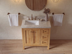 Nashville Teak Wood 36 in. W x 22 in. D Left Offset Sink Bathroom Vanity - photo 33