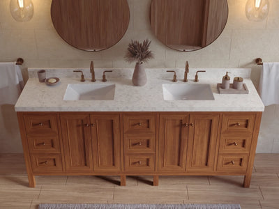 Nashville Teak Wood 84 in. W x 22 in. D Double Sink Bathroom Vanity