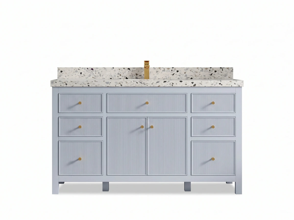 Sonoma 60 in W x 22 in D Free Standing Reeded Single Sink Bathroom Vanity
