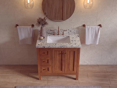 Nashville 36 in. W x 22 in. D Center Sink Teak Wood Bathroom Vanity
