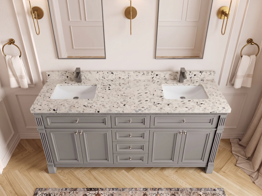 Paris 72 in. W x 22 in. D Double Sink Bathroom Vanity | 
              
                Elephant Skin Gray
                
                  
             - PRS_GRY_WHQZ_72D - photo №54