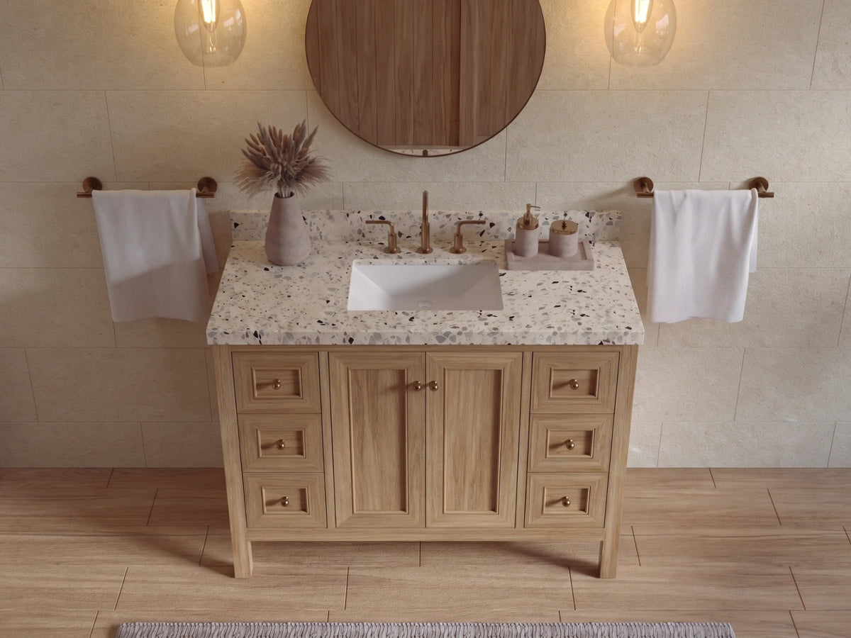 Nashville Teak Wood 48 in. W x 22 in. D Single Sink Bathroom Vanity