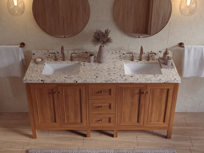 Nashville Teak Wood 72 in. W x 22 in. D Double Sink Bathroom Vanity
