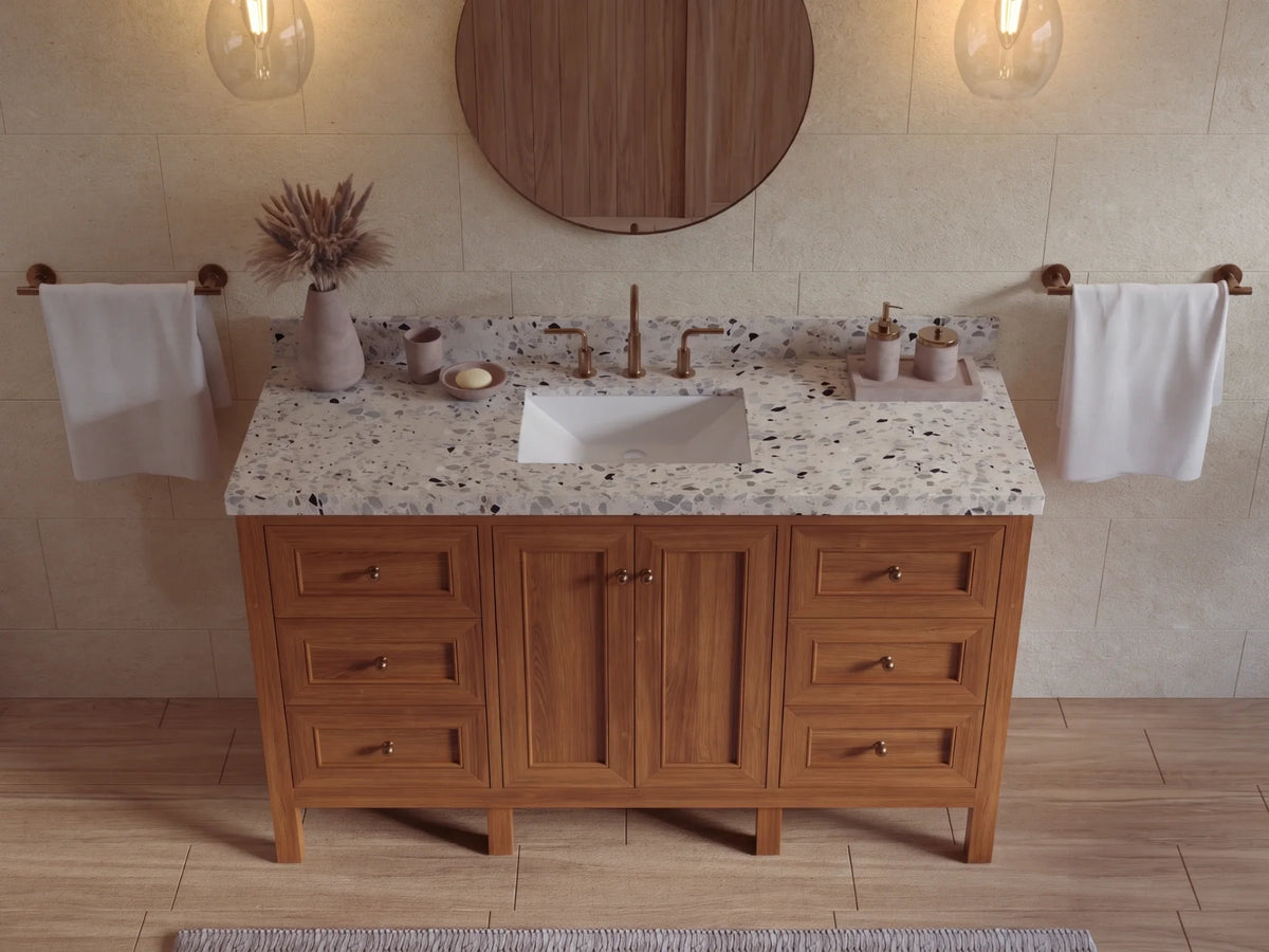 Nashville Teak Wood 60 in. W x 22 in. D Single Sink Bathroom Vanity