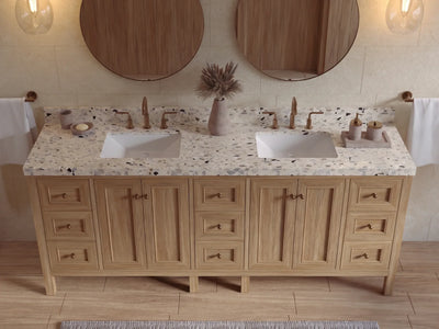 Nashville Teak Wood 84 in. W x 22 in. D Double Sink Bathroom Vanity