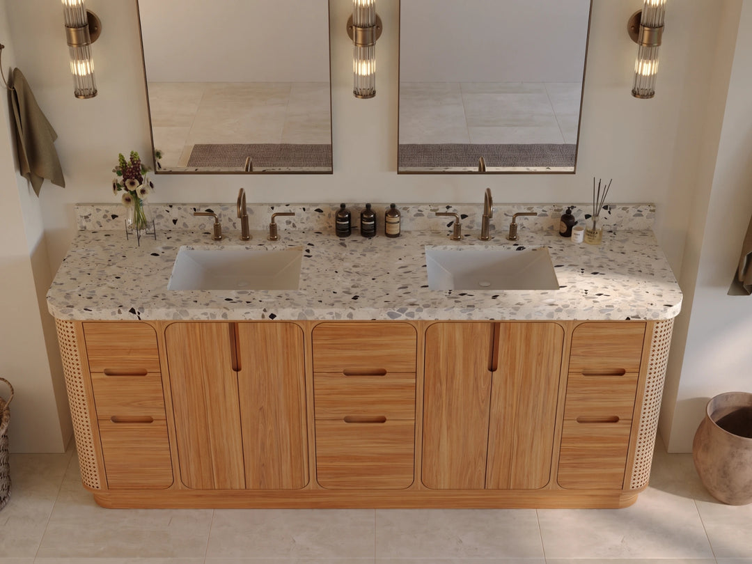 Ventura Teak 84 in. W x 22 in. D Double Sink Bathroom Vanity | 
              
                Light Natural Teak
                
                  
             - VTR_TK_LNT_CA_GL_84D - photo №10