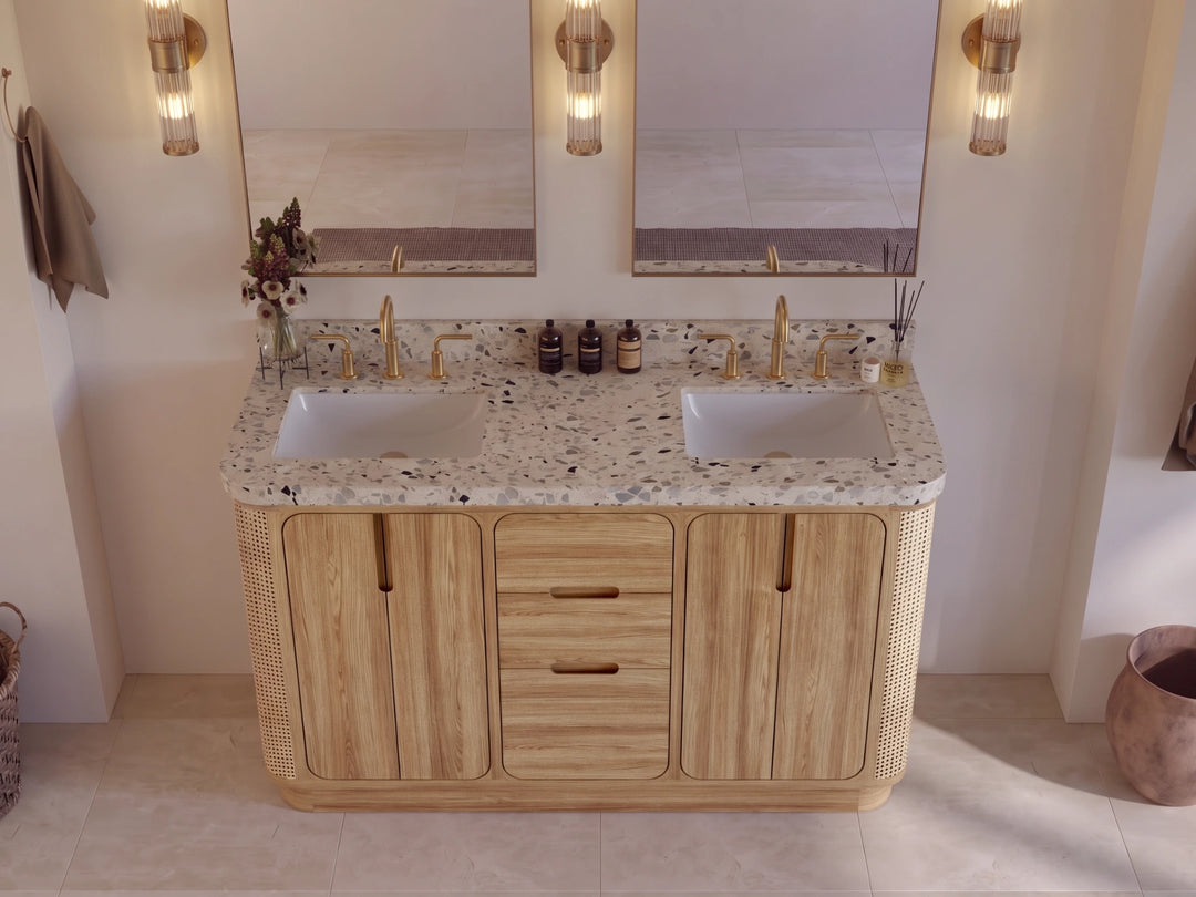 Ventura Teak 60 in. W x 22 in. D Double Sink Bathroom Vanity | 
              
                Light Natural Teak
                
                  
             - VTR_TK_LNT_CA_LZ_60D - photo №9