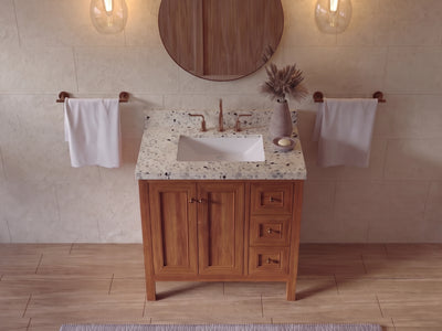 Nashville Teak Wood 36 in. W x 22 in. D Center Sink Bathroom Vanity
