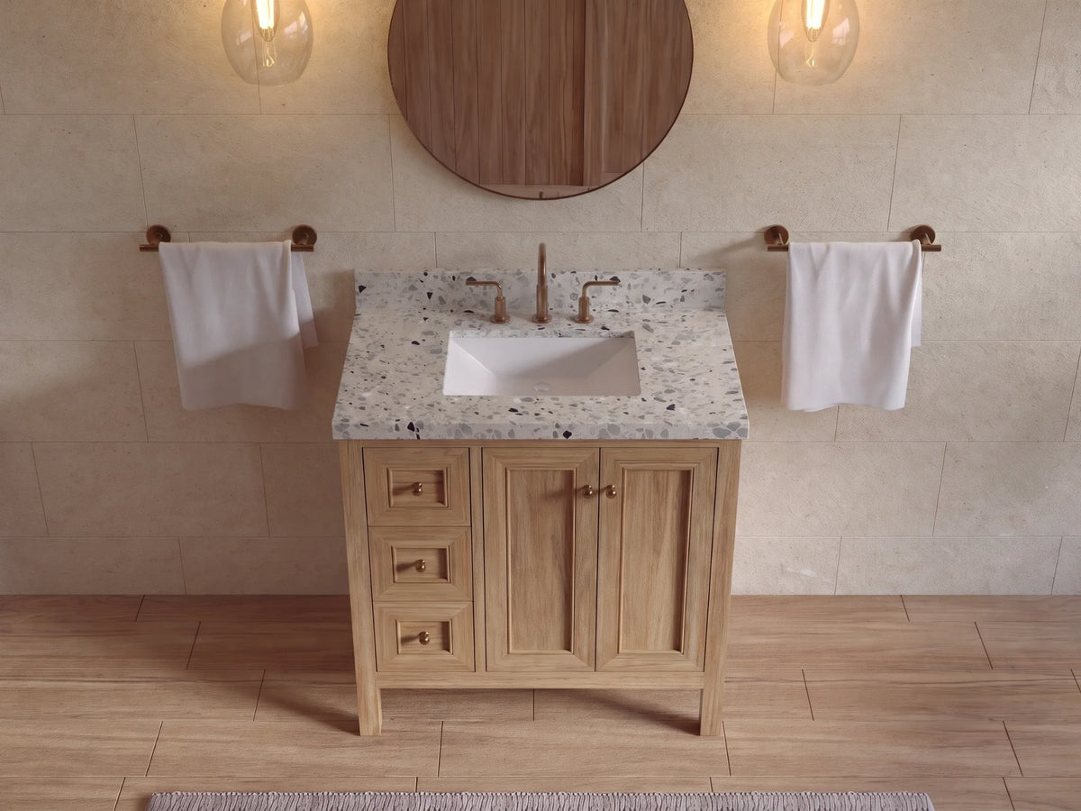 Nashville 36 in. W x 22 in. D Center Sink Teak Wood Bathroom Vanity