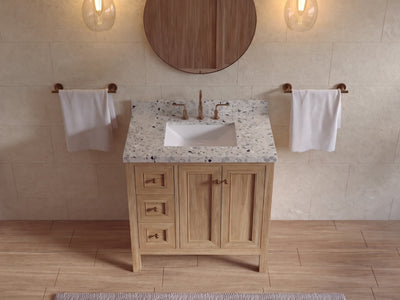Nashville 36 in. W x 22 in. D Center Sink Teak Wood Bathroom Vanity