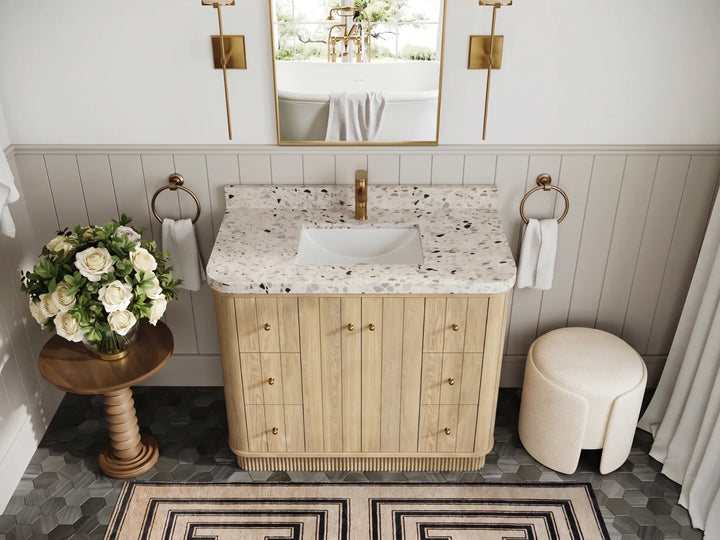 Houston White Oak 42 in. W x 22 in. D Free Standing Curved Edge Single Sink Bathroom Vanity - photo 22