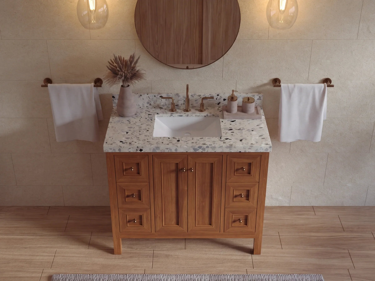 Nashville Teak Wood 42 in. W x 22 in. D Single Sink Bathroom Vanity