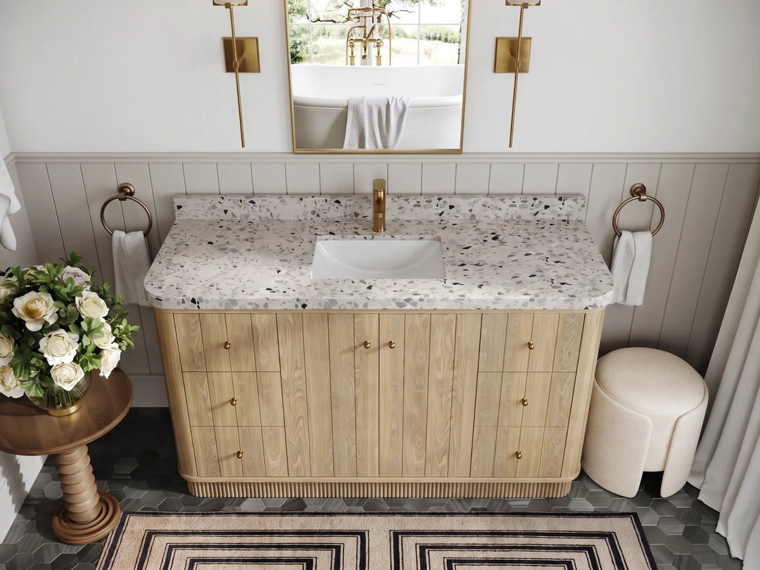 Houston White Oak 60 in. W x 22 in. D Free Standing Curved Edge Single Sink Bathroom Vanity | 
              
                Nordic White Oak
                
                  
             - HOU_WHOK_NORW_CARM_60S - photo №24