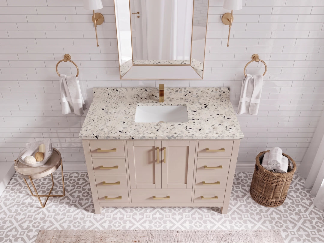 Malibu 48 in. W x 22 in. D Single Sink Bathroom Vanity | 
              
                Pink
                
                  
             - MLB_PNK_WHQZ_48S - photo №22