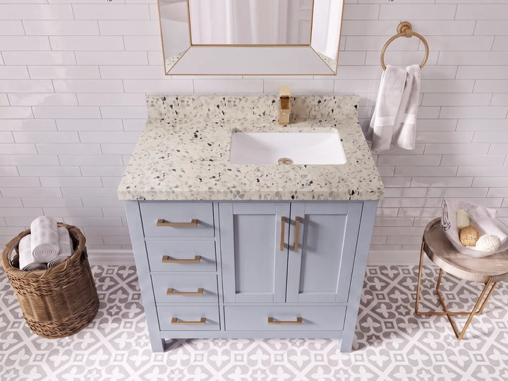 Malibu 36 in. W x 22 in. D Right Offset Sink Bathroom Vanity - photo 25