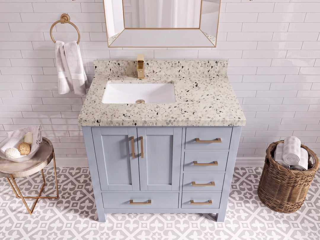Malibu 36 in. W x 22 in. D Left Offset Sink Bathroom Vanity | 
              
                Blue Heather
                
                  
             - MLB_BLU_BLU_WHQZ_36L - photo №26