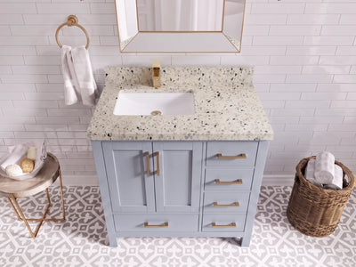 Malibu 36 in. W x 22 in. D Left Offset Sink Bathroom Vanity