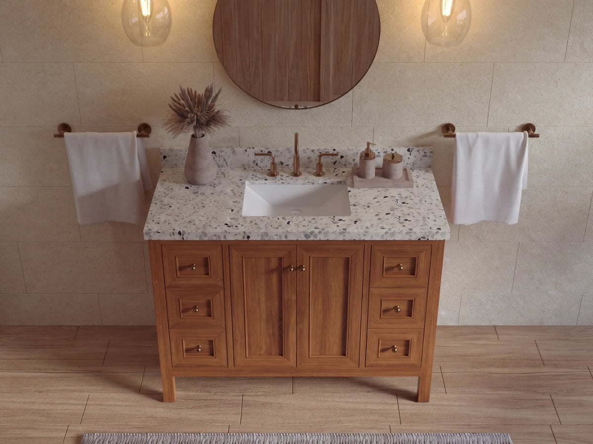 Nashville Teak Wood 48 in. W x 22 in. D Single Sink Bathroom Vanity