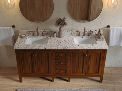 Nashville Teak Wood 72 in. W x 22 in. D Double Sink Bathroom Vanity