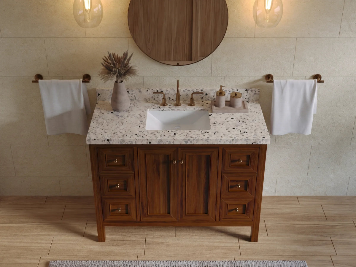 Nashville Teak Wood 48 in. W x 22 in. D Single Sink Bathroom Vanity