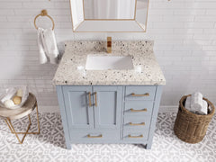 Malibu 36 in. W x 22 in. D Bathroom Vanity Center Sink - photo 22
