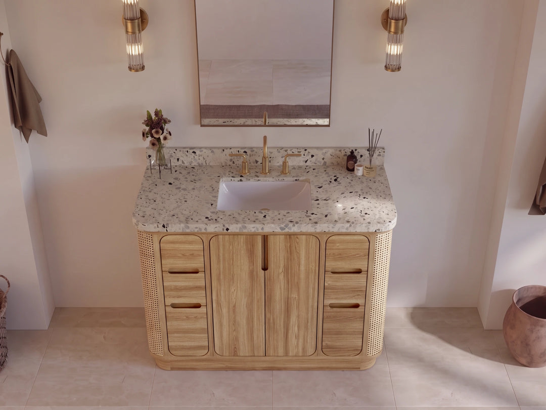 Ventura Teak 48 in. W x 22 in. D Single Sink Bathroom Vanity | 
              
                Light Natural Teak
                
                  
             - VTR_TK_LNT_CARM_48S - photo №5