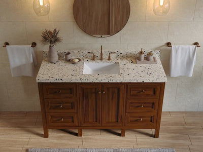 Nashville Teak Wood 60 in. W x 22 in. D Single Sink Bathroom Vanity