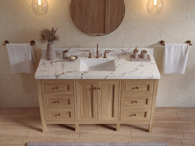 Nashville Teak Wood 60 in. W x 22 in. D Single Sink Bathroom Vanity