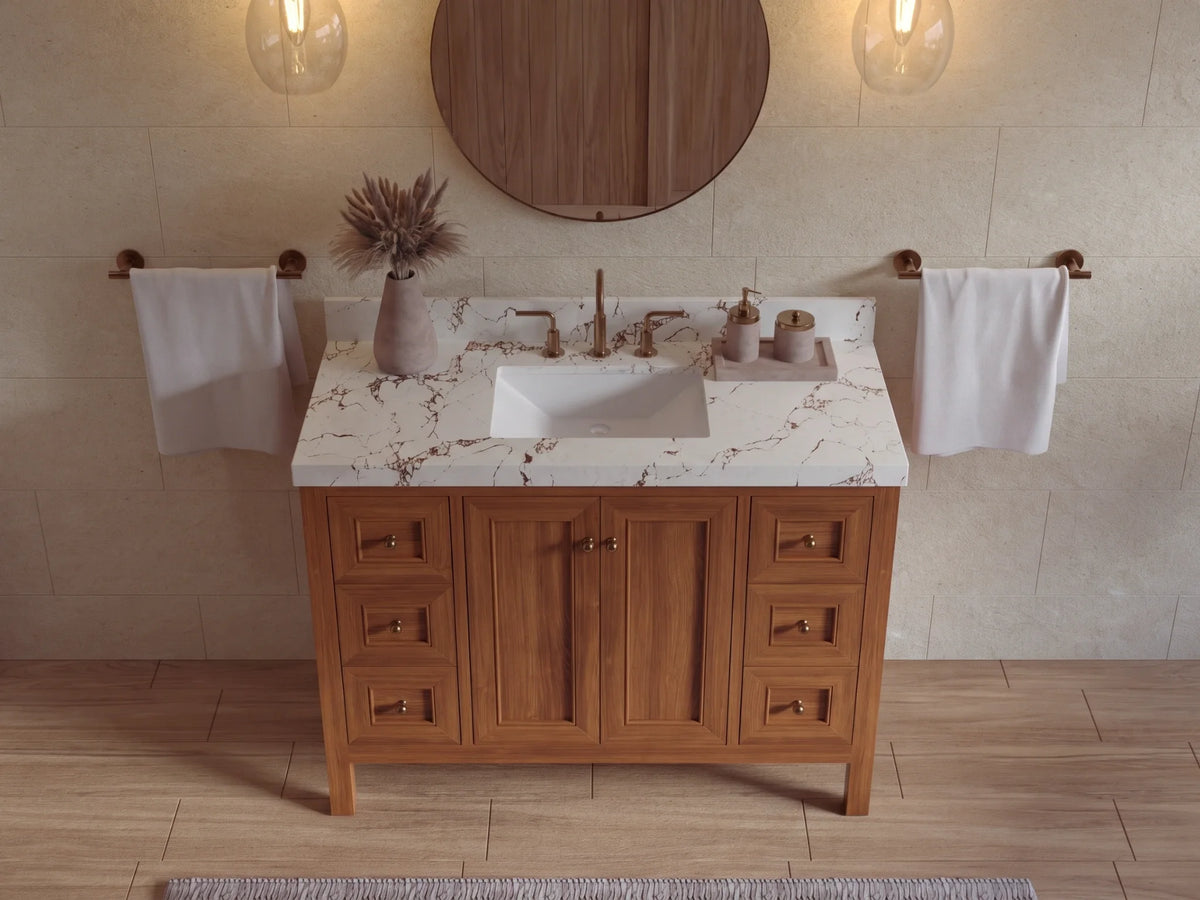 Nashville Teak Wood 48 in. W x 22 in. D Single Sink Bathroom Vanity