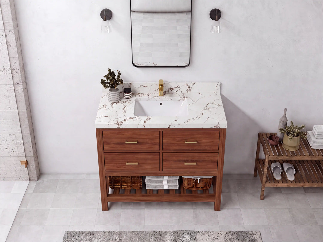 Parker Teak Wood 42 in. W x 22 in. D Single Sink Bathroom Vanity | 
              
                Dark Natural Teak
                
                  
             - PRK_TK_DNT_WHQZ_42 - photo №16