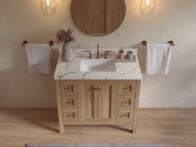 Nashville Teak Wood 42 in. W x 22 in. D Single Sink Bathroom Vanity