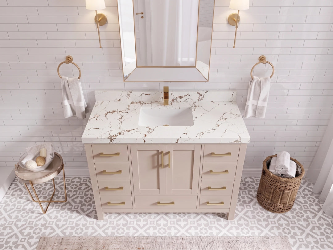 Malibu 48 in. W x 22 in. D Single Sink Bathroom Vanity | 
              
                Pink
                
                  
             - MLB_PNK_WHQZ_48S - photo №23