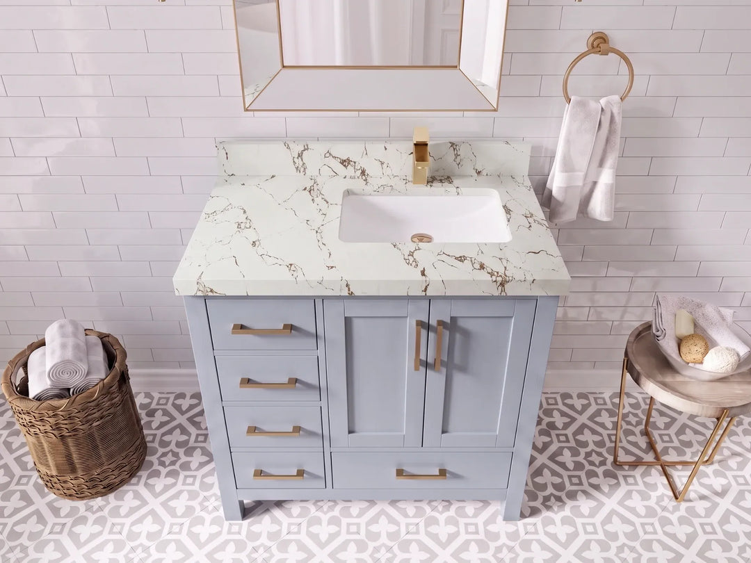 Malibu 36 in. W x 22 in. D Right Offset Sink Bathroom Vanity | 
              
                Blue Heather
                
                  
             - MLB_BLU_WHQZ_36R - photo №26