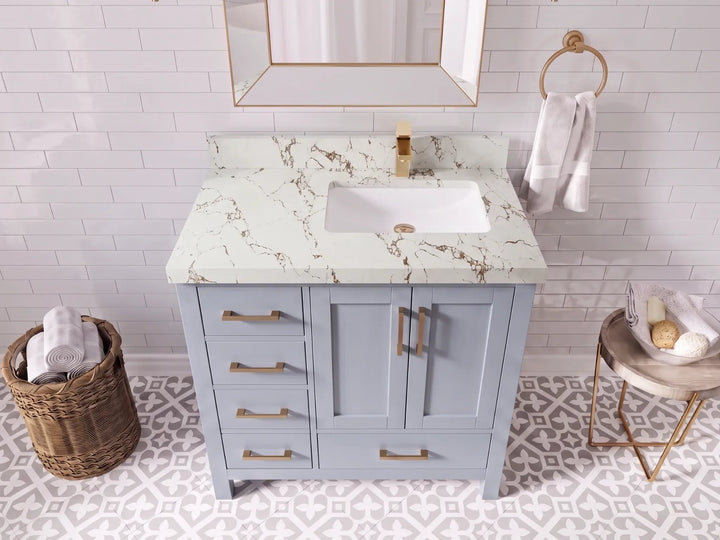 Malibu 36 in. W x 22 in. D Right Offset Sink Bathroom Vanity - photo 26
