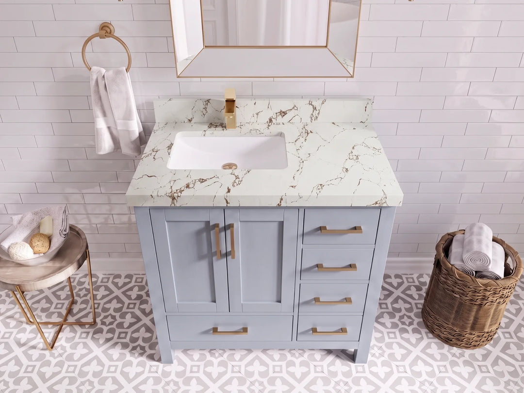 Malibu 36 in. W x 22 in. D Left Offset Sink Bathroom Vanity | 
              
                Blue Heather
                
                  
             - MLB_BLU_BLU_WHQZ_36L - photo №27