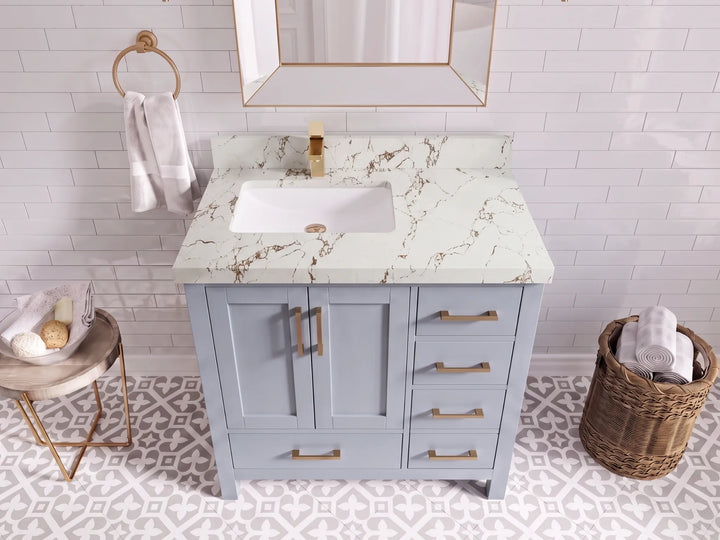 Malibu 36 in. W x 22 in. D Left Offset Sink Bathroom Vanity - photo 27