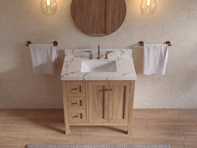 Nashville 36 in. W x 22 in. D Center Sink Teak Wood Bathroom Vanity