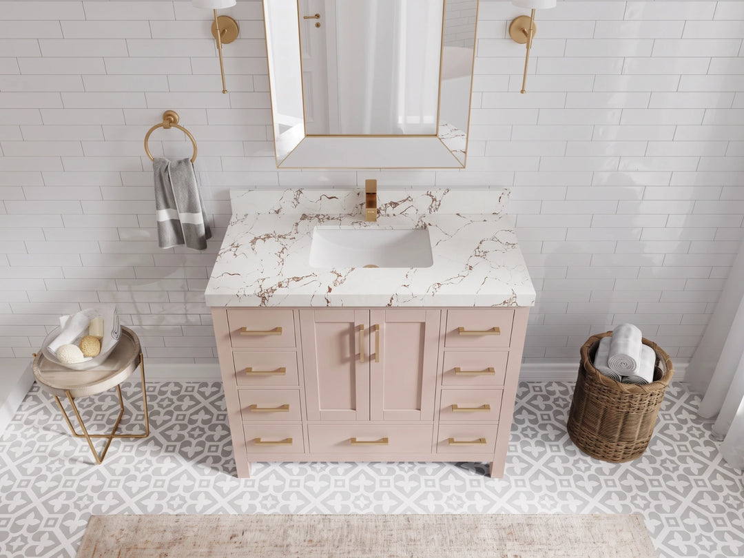 Malibu 42 in. W x 22 in. D Single Sink Bathroom Vanity | 
              
                Pink
                
                  
             - MLB_PNK_WHQZ_42 - photo №27