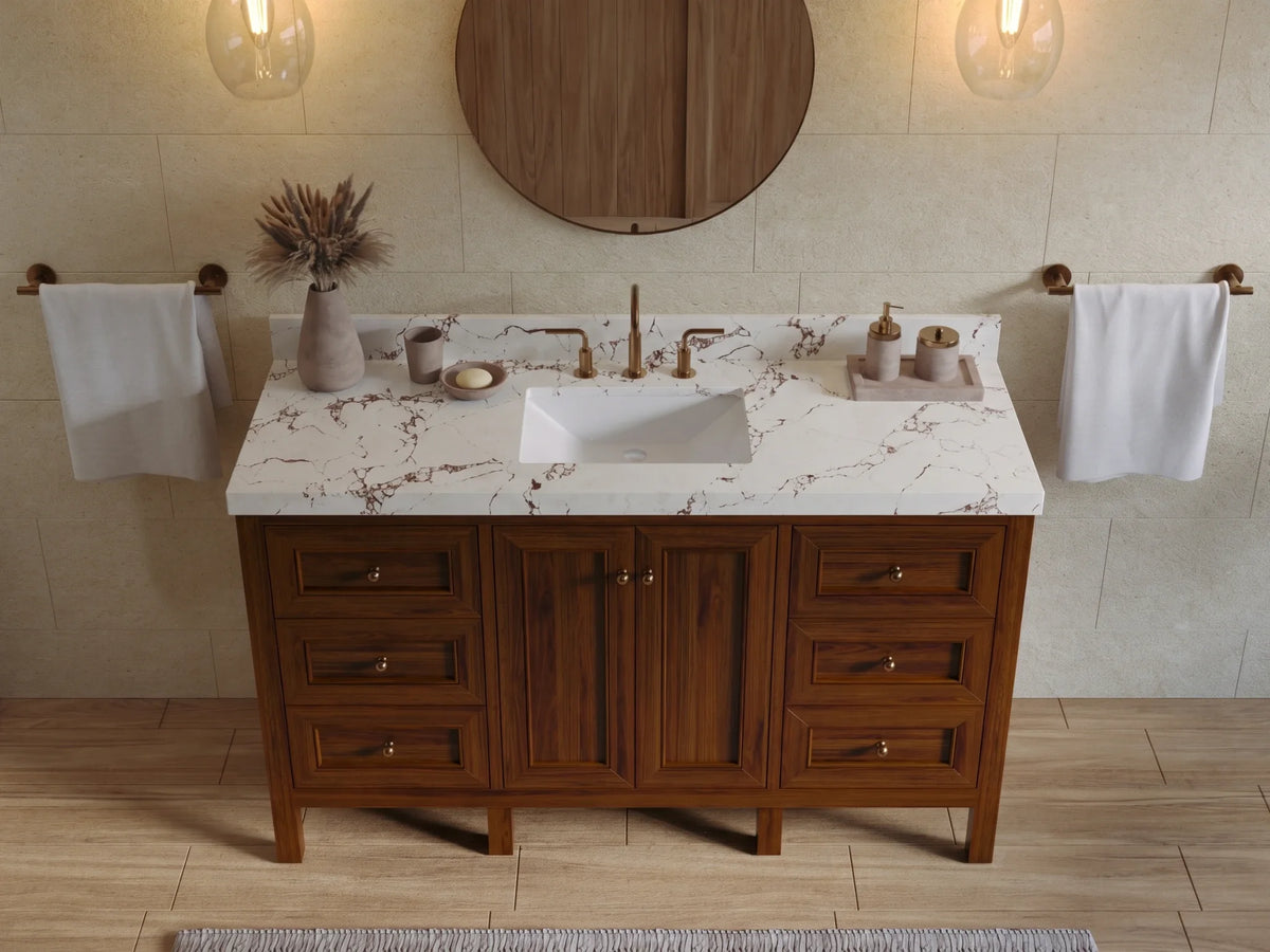 Nashville Teak Wood 60 in. W x 22 in. D Single Sink Bathroom Vanity