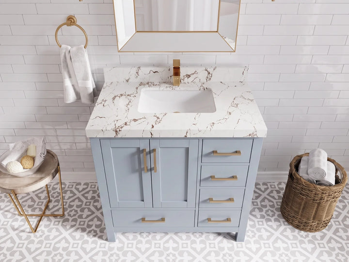 Malibu 36 in. W x 22 in. D Bathroom Vanity Center Sink - photo 23