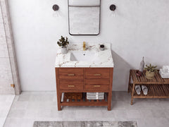 Parker Teak Wood 36 in. W x 22 in. D Center Sink Bathroom Vanity - photo 16