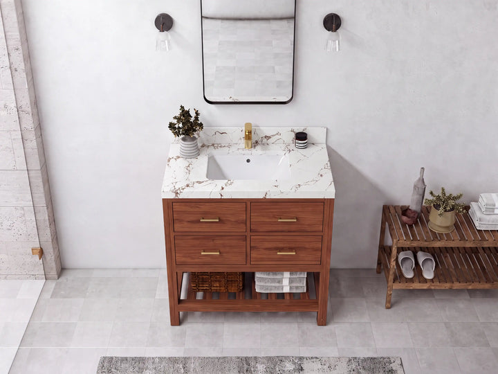 Parker Teak Wood 36 in. W x 22 in. D Center Sink Bathroom Vanity - photo 16