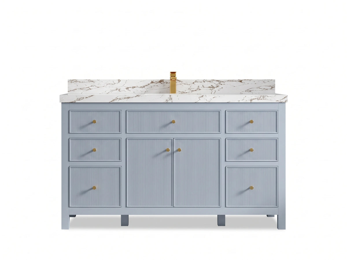 Sonoma 60 in W x 22 in D Free Standing Reeded Single Sink Bathroom Vanity
