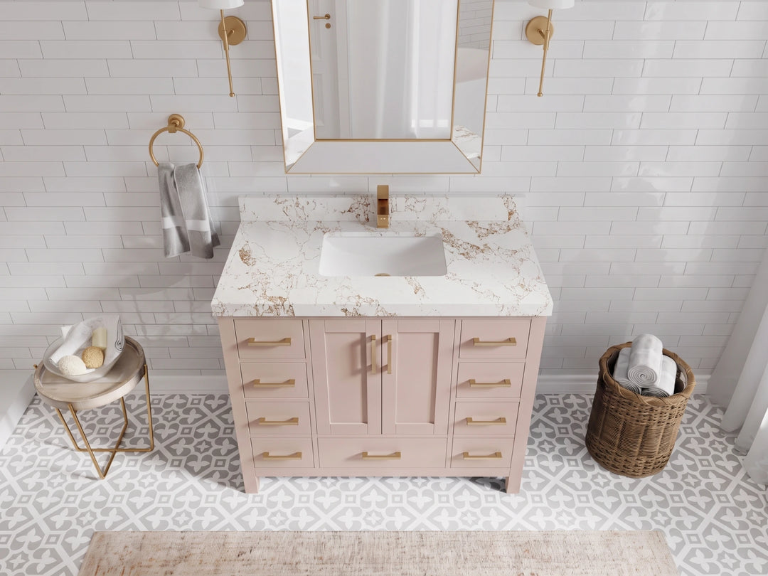 Malibu 42 in. W x 22 in. D Single Sink Bathroom Vanity | 
              
                Pink
                
                  
             - MLB_PNK_WHQZ_42 - photo №28