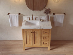 Nashville Teak Wood 36 in. W x 22 in. D Left Offset Sink Bathroom Vanity - photo 25