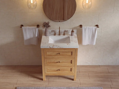 Nashville Teak Wood 30 in. W x 22 in. D Single Sink Bathroom Vanity