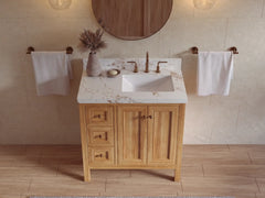 Nashville Teak Wood 36 in. W x 22 in. D Right Offset Sink Bathroom Vanity - photo 25